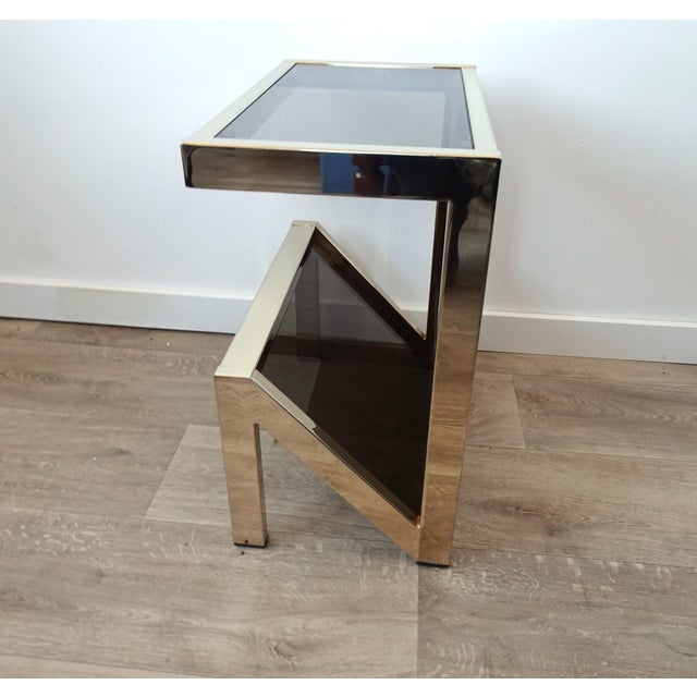 1970s Gilded Magazine Rack or Side Table from Belgo Chrom / Dewulf Selection, 1970s For Sale - Image 5 of 14