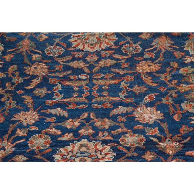 Textile Authentic 19th Century Persian Sultanabad Blue, Red Hand Knotted Wool Rug For Sale - Image 7 of 9
