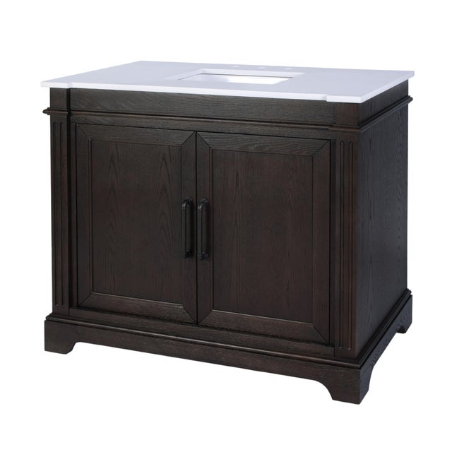Maurice 42 in. W Wood & Quartz Single Bathroom Vanity, Chocolate For Sale - Image 9 of 9