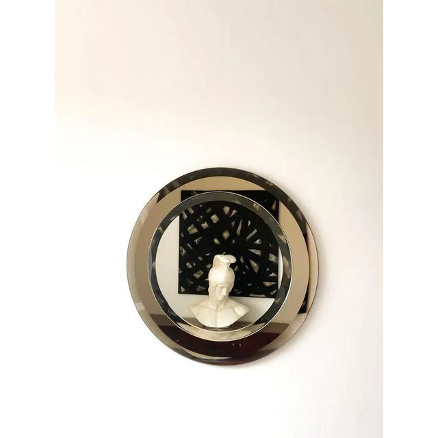 Glass Round Beveled Crystal Mirror from Lupi Cristal Luxor, Italy, 1970s For Sale - Image 7 of 13