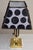 Vintage Square Bimetallic Table Lamp with Fabric Shade, 1980s For Sale - Image 4 of 8