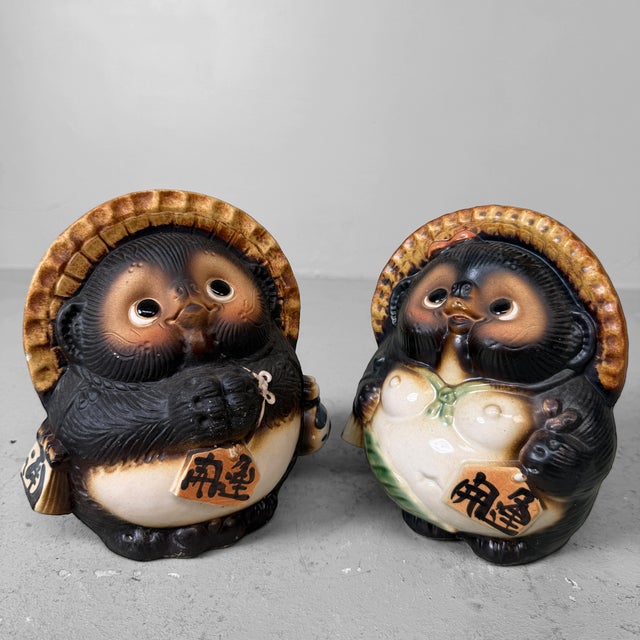 Vintage Japanese Ceramic Tanuki, 1960s, Set of 2 For Sale - Image 9 of 17