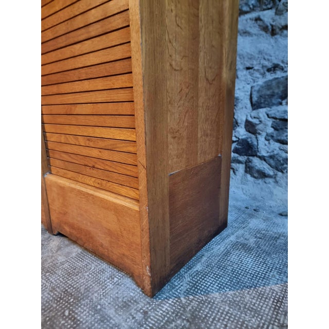 Vintage French Oak Tambour Cabinet, 1960s For Sale - Image 6 of 16
