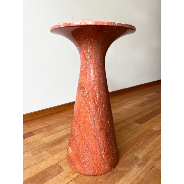 Stone Postmodern Angelo Mangiarotti Travertine Salmon Dining Table w/ Pedestal Base For Sale - Image 7 of 15