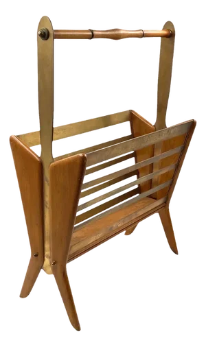 Mid-Century Modern Brass Magazine Rack, Italy, 1950