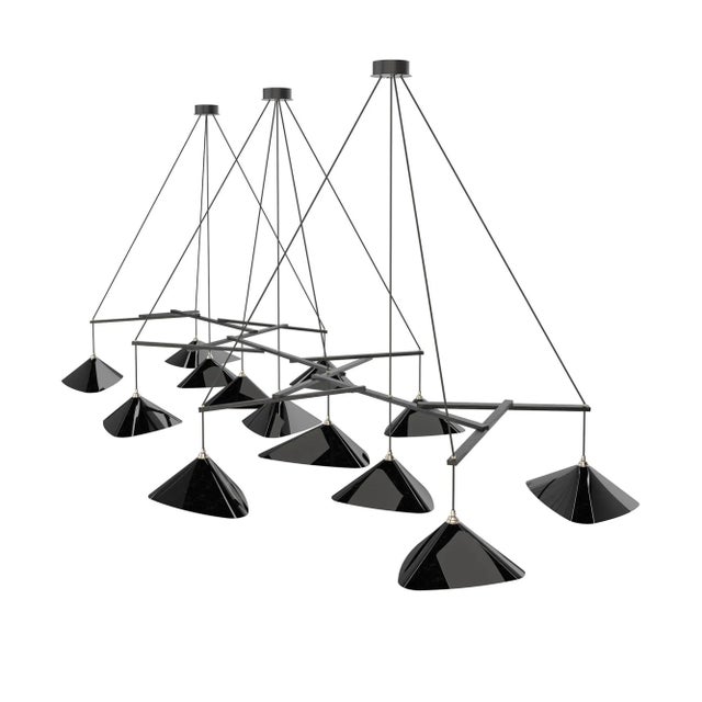 Daniel Becker Monumental Daniel Becker 'Emily 13' Chandelier in Glossy Black for Moss Objects For Sale - Image 4 of 12