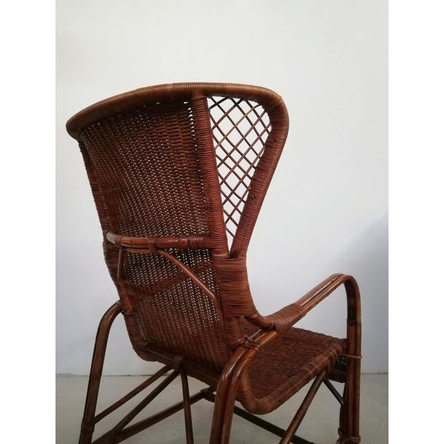Mid-Century Wicker Bergère Armchair attributed to Eugenia Alberti Reggio for Ciceri, 1950 For Sale - Image 11 of 14