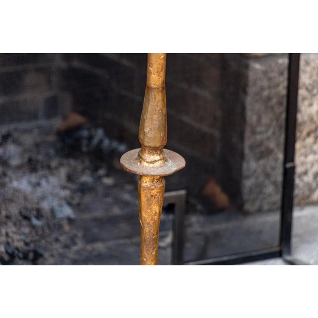 Gold Antique Gilt Iron Floor Candle Stand For Sale - Image 8 of 9