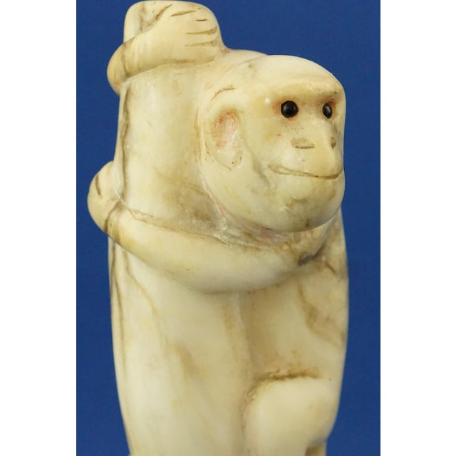 Qing Dynasty Qianlong Marble Monkey Sculpture with Jasper Eyes, China, Late 1800s For Sale - Image 15 of 18