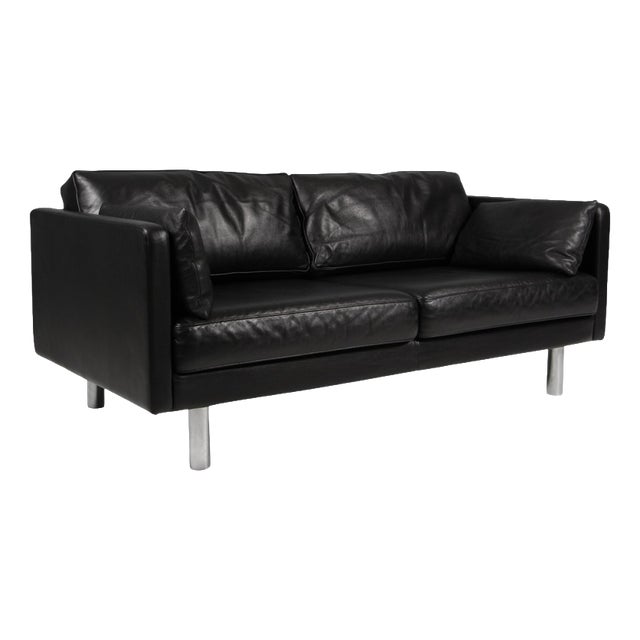 Model 220 2,5-Seater Sofa in Black Leather by Erik Jørgensen For Sale