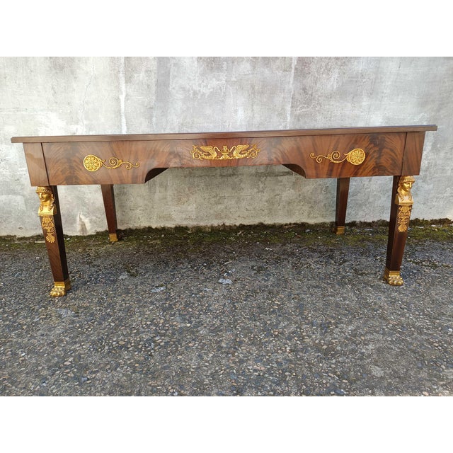 Traditional Empire Desk in Bronze and Leather, 1950s For Sale - Image 3 of 18