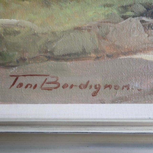 Mid 20th Century Large Custom Framed Italian Countryside Village Landscape Oil Painting by Toni Bordignon For Sale - Image 15 of 18