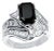 1 Carat Solitaire Emerald Cut Black Diamond Ring/Band 18 Karat White Gold For Sale