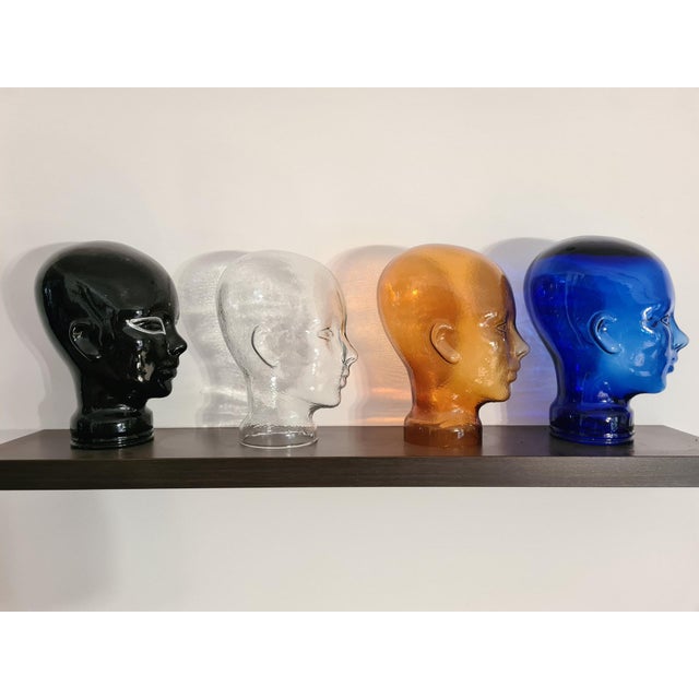 Tinted Glass Display Heads, 1970s, Set of 4 For Sale - Image 13 of 13