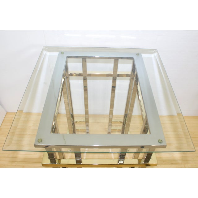 Modern Pair Regency Chrome & Glass Side Tables For Sale - Image 3 of 8
