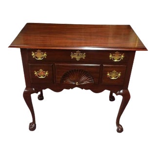Henkel Harris Furniture Vintage Lowboy Chest Solid Wood Cherry Queen Anne Style Dresser Spnea Small Dresser Chest of Drawers For Sale