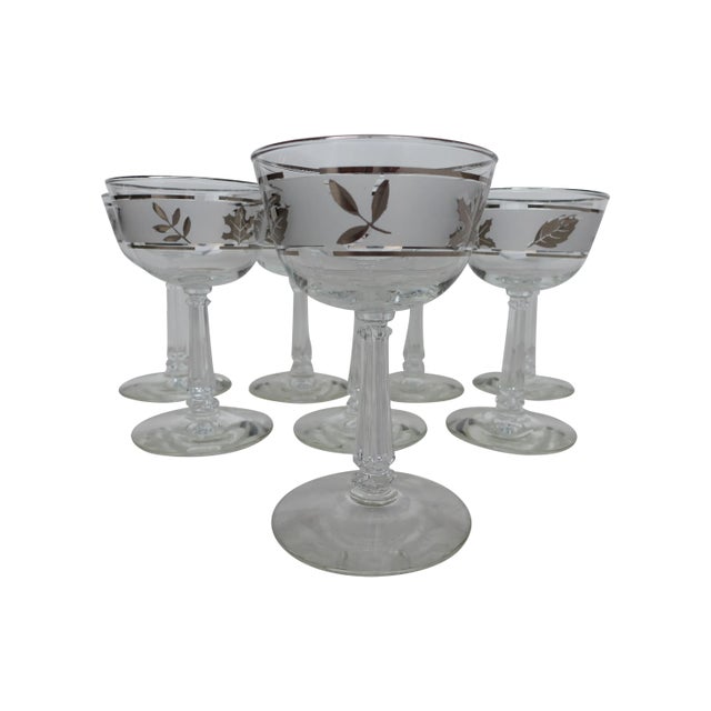 Mid-Century Silver Leaf Wine Glasses - Set of 8 For Sale