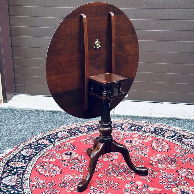 Late 20th Century Ethan Allen Georgian Court Rotating Tilt Top Tripod Tea Table 11-8203 For Sale - Image 5 of 12