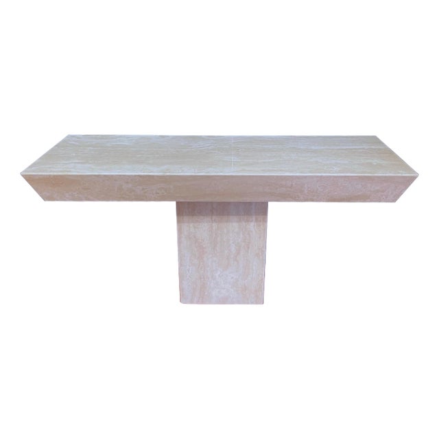 1970s Italian Modern Sculptural Travertine Console For Sale