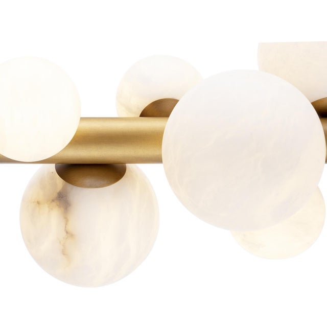 Regina Andrew Styx Alabaster Orbs Chandelier, Natural Brass Finish For Sale - Image 4 of 8
