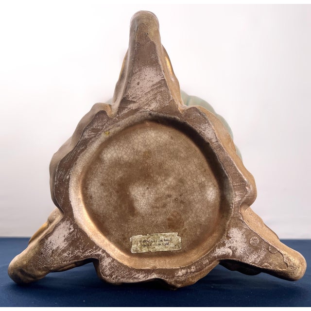 Vintage Hollywood Regency Celadon Triple Elephant Lotus Cachepot For Sale In Houston - Image 6 of 6