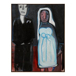 Large-Scale Abstract Expressionist Figurative Couple by Julius Wasserstein For Sale