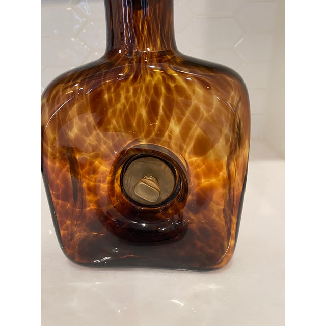 Mid-Century Modern 1960s Mid Century Modern Faux Tortoiseshell Hand-Blown Glass Decanter Attributed to Christian Dior Home Collection For Sale - Image 3 of 7