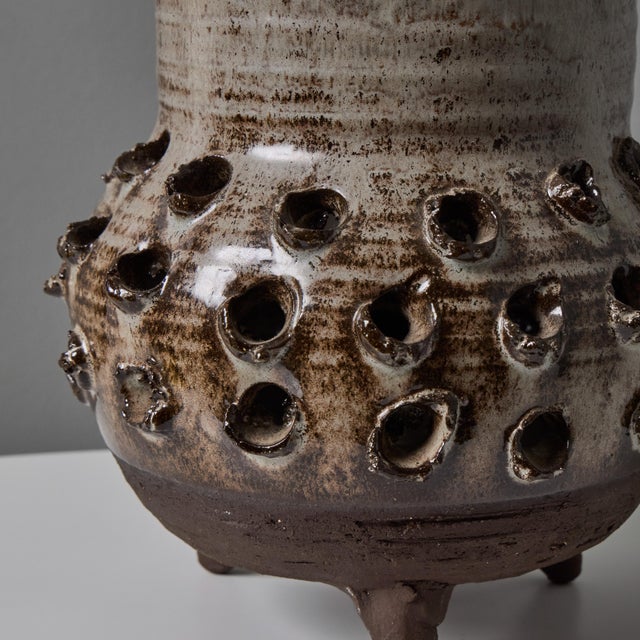 1970s Erik Glud Studio Crafted Stoneware Footed Table Lamp For Sale - Image 15 of 18