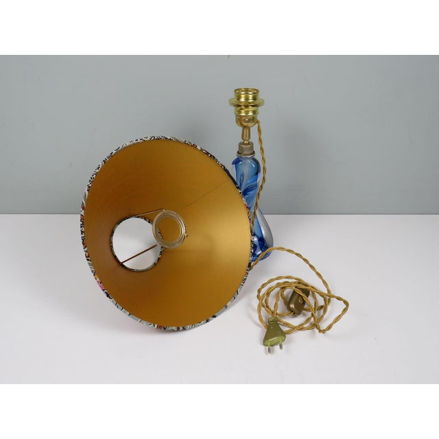 Mid-Century Blue Crystal Table Lamp from Val Saint Lambert, 1960s For Sale - Image 8 of 12