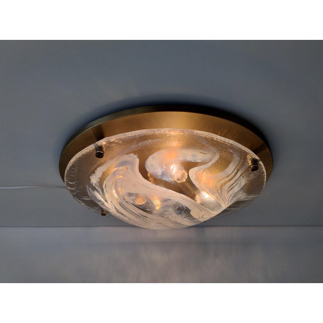 Large Flush Mount in Brass and Murano Glass from Hillebrand Lighting, 1970s For Sale - Image 16 of 18
