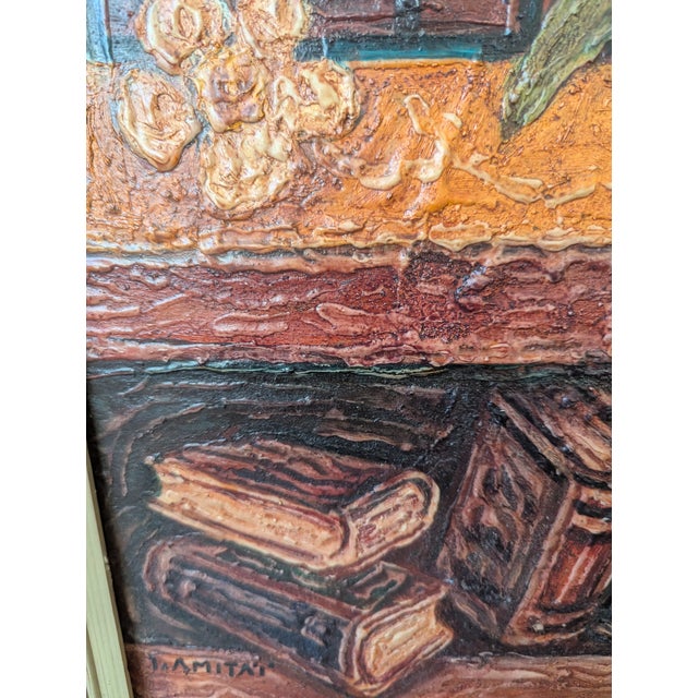 Wood Isaac Amitai (Israeli, 1907-1984) MCM Painting of View From Safed, Israel Balcony For Sale - Image 7 of 8