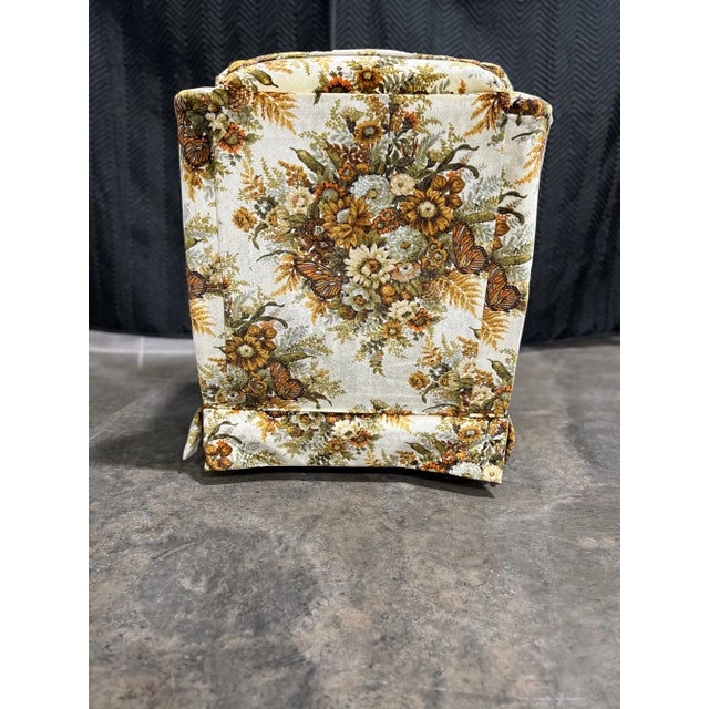 Textile 1950s Mid-Century Modern Flexsteel Floral Upholstered Arm Chair For Sale - Image 7 of 10