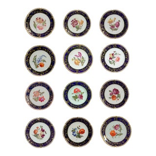 Coalport Porcelain Botanical Plates, Set of Twelve, John Rose For Sale