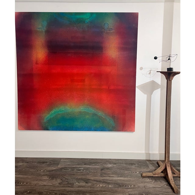 Monumental Red Abstract Painting, Acrylic on Canvas, Signed, 1969 For Sale - Image 10 of 10