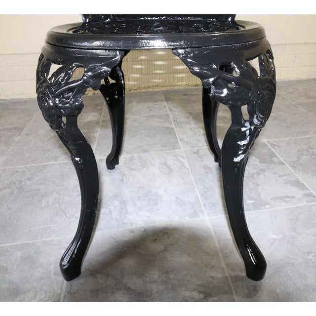 Mid 20th Century American Cast Iron Rose Garden Bistro Set, Table and Two Chairs, 3 Pieces For Sale - Image 16 of 18