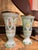 Metal Antique Bohemian Blue Opaline Glass Goblets with Gilt Rims and Florals, Set of 2 For Sale - Image 7 of 8