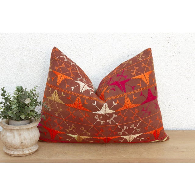 This 16x24 inch lumbar pillow is a breathtaking example of Antique Indian Folk Art, handcrafted from a salvaged Punjabi...