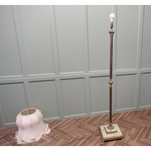 Metal Brass and Onyx Column Floor Lamp, 1960s For Sale - Image 7 of 8