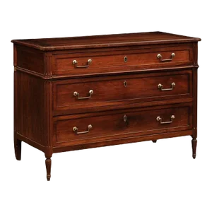 19th Century French Louis XVI Style Cherry Three-Drawer Commode with Fluting