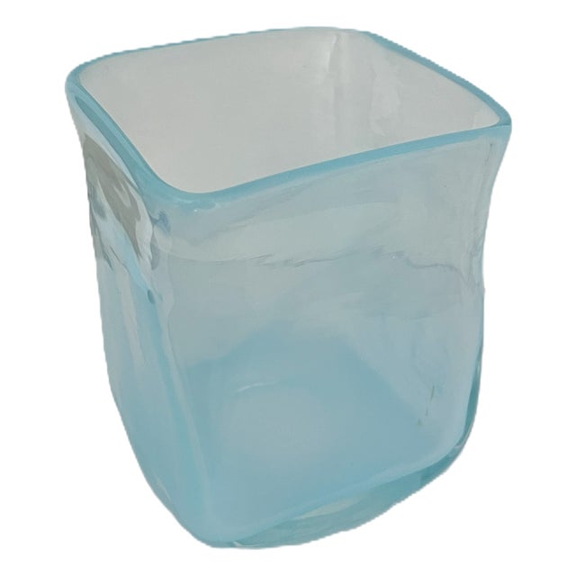 Opal Blue Glass Vase For Sale