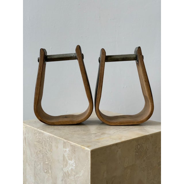Vintage Wood & Tin Riding Bell Stirrups Pair Chairish