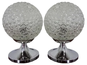 Glass Bubble Table Lamps, 1970s, Set of 2