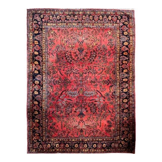 GLOSSY Lanolin-Rich Wool Large Antique Sarouk Carpet in Beautiful Palette & Design Rug 10.3 x 14 For Sale