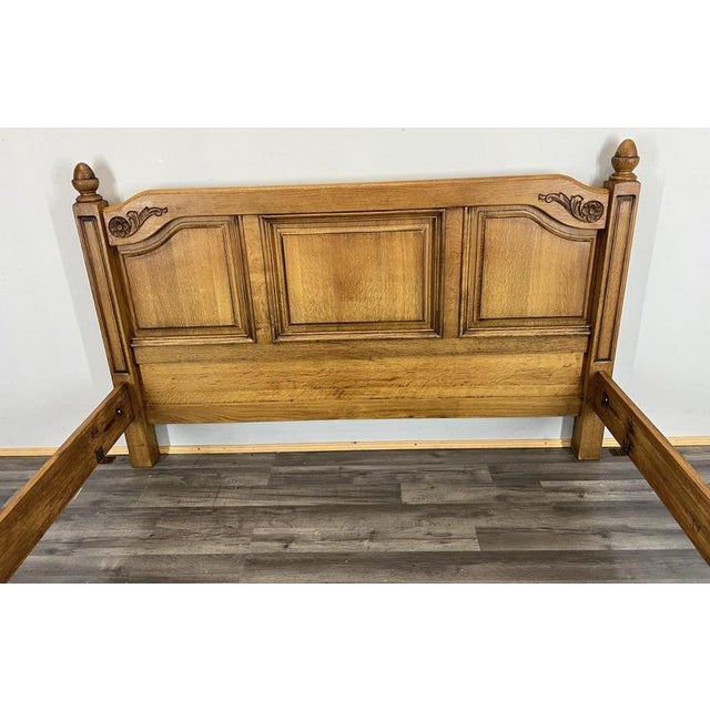 Vintage French Style King Size Bed Frame in Oak For Sale - Image 3 of 12