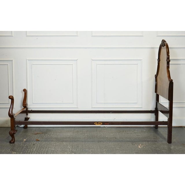 Art Deco English Burr Walnut Vono Bedstead Frame with Queen Anne Legs, 1930s For Sale - Image 16 of 18