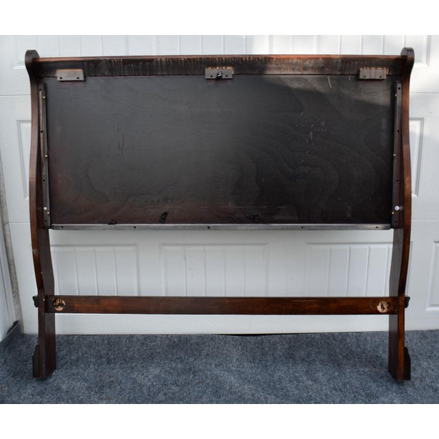 Pre-Owned (2000's) Sleigh Bed has a Louis Philippe Style. Full Size. The Wood is Cherry Wood. The Bed has Rails & Metal...