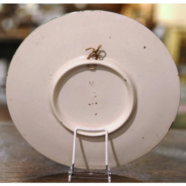 19th Century French Barbotine Faience Pear Wall Plate Longchamp For Sale - Image 9 of 12