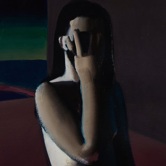 Large scale nude, oil on canvas by Ivan Kustura. Moody and somewhat surreal in nature the piece captivates in colors of...