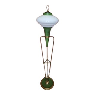 Vintage Italian Green Enamel Floor Lamp For Sale