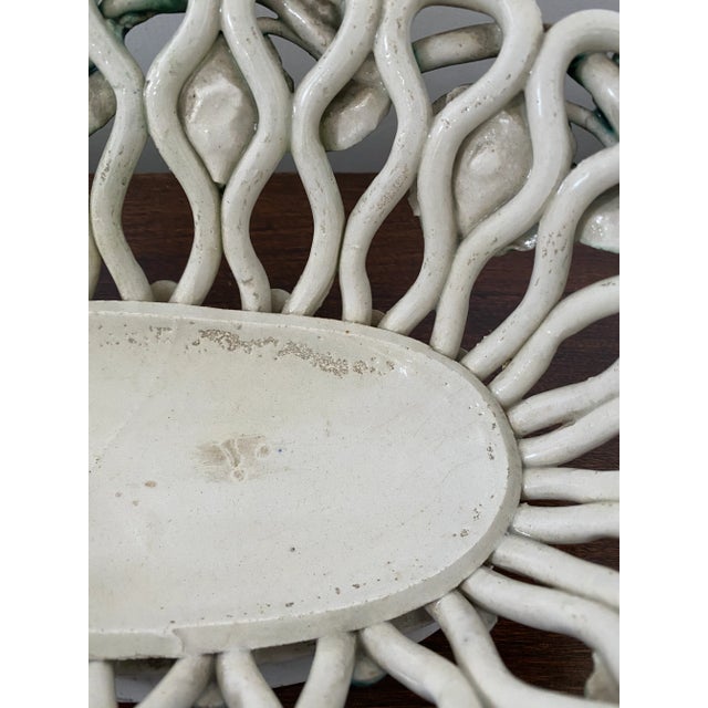 Shabby Chic Antique Italian Majolica Basket For Sale - Image 3 of 7